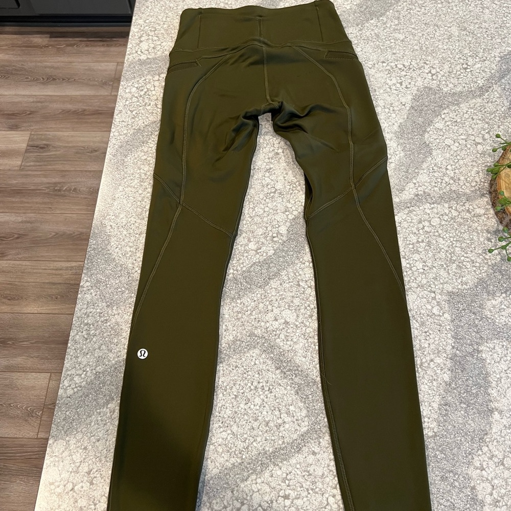 Lululemon high rise dark olive legging size 2